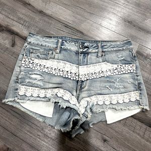 American Eagle High Rose Embroidered Shortie